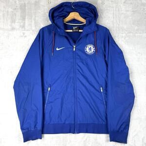 Nike Chelsea FC Windbreaker Jacket Blue Hooded Soccer Men Size S Football Team